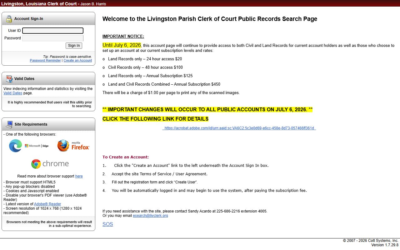 Livingston Parish County court records after arrest COTT login